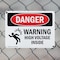 Signmission Warning High Voltage Inside Danger Sign, Plastic, 10in W x 7in L, 2PK OS-2PACK-DS-P-710-L-2223 - alternate 5